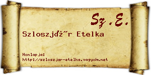 Szloszjár Etelka névjegykártya